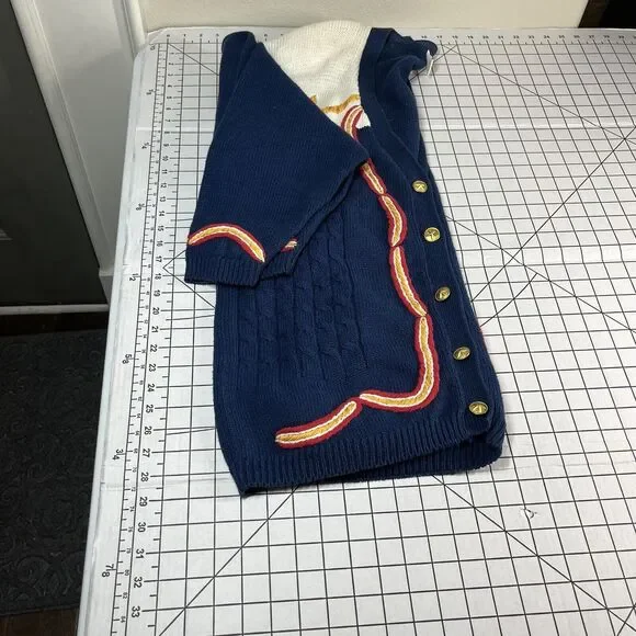 Limited Editions Vintage Nautical Embroidered Button Cardigan Sweater 80s 90s L - Picture 8 of 10